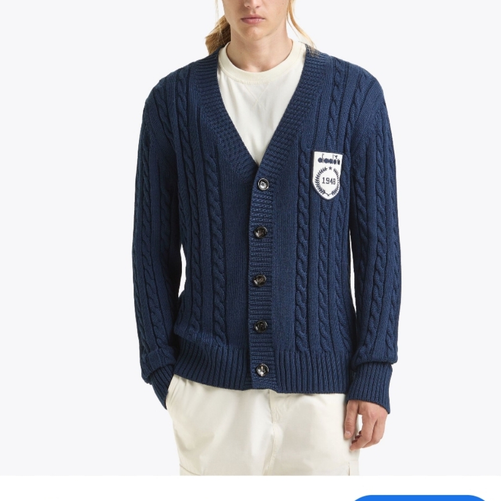 DIADORA  LEGACY Cardigan Made in italy - Gender Neutral SZ-XXL Navy P2P 23"